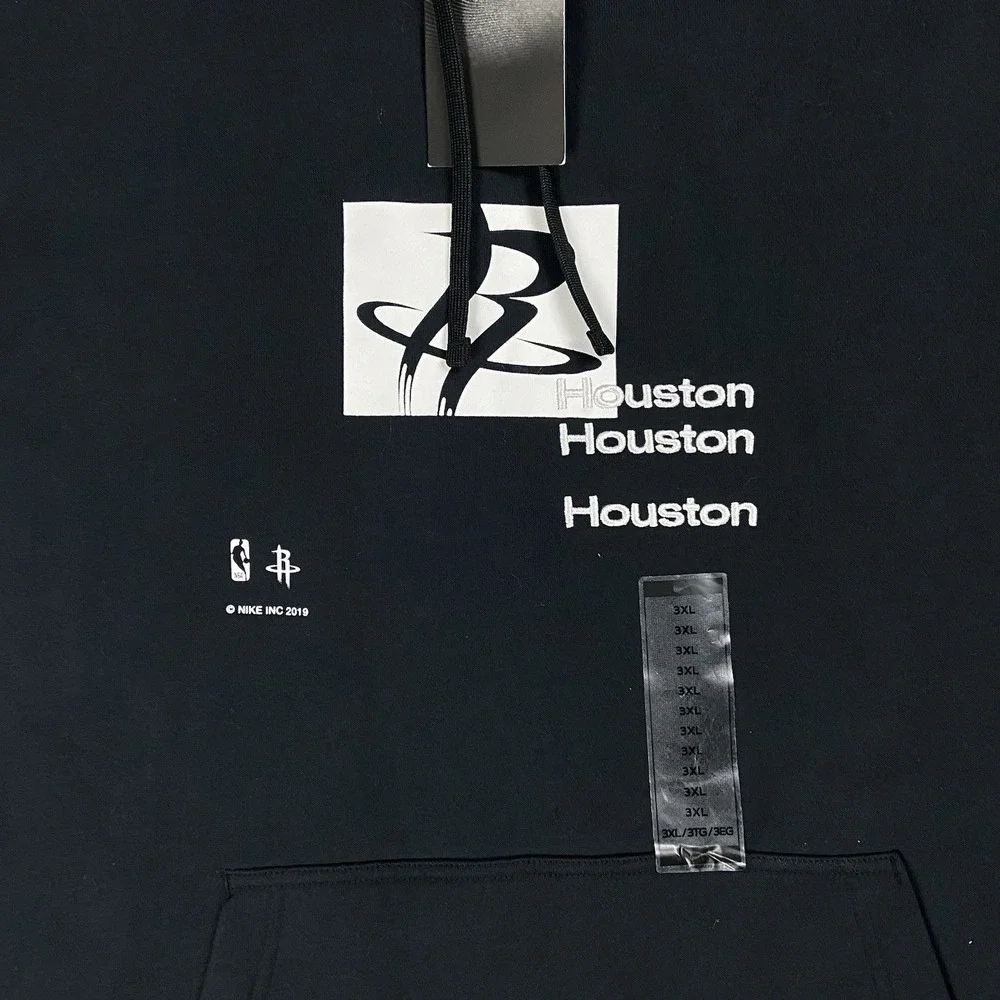 NWT Nike Houston Rockets Sweatshirt Size 3XL Black Pullover Hoodie NBA Sports